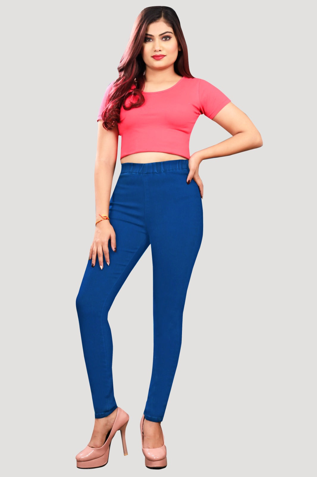 Woman's Elasticated Waist Jeans Rummy Control Stretch Ladies Denim Jeggings
