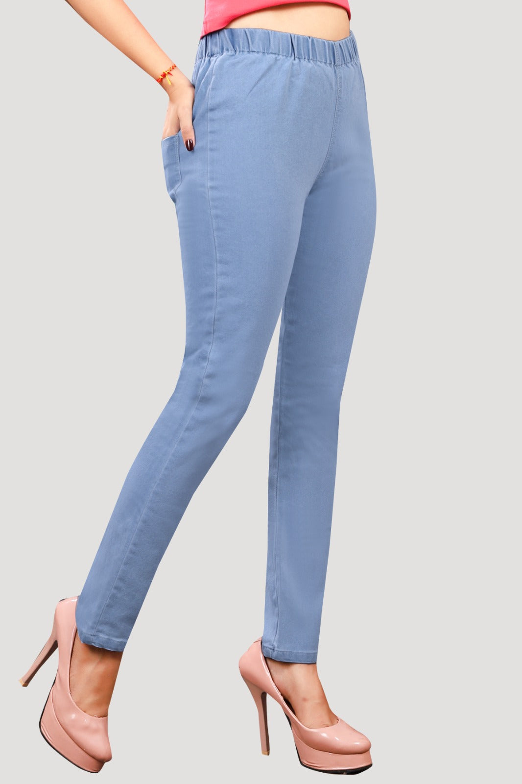 Woman's Elasticated Waist Jeans Rummy Control Stretch Ladies Denim Jeggings