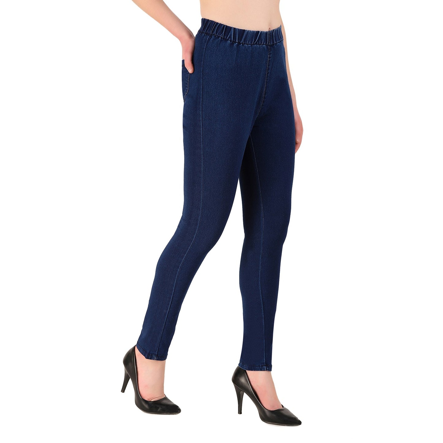 Woman's Elasticated Waist Jeans Rummy Control Stretch Ladies Denim Jeggings