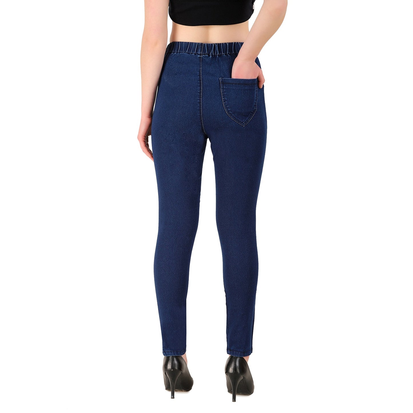 Woman's Elasticated Waist Jeans Rummy Control Stretch Ladies Denim Jeggings