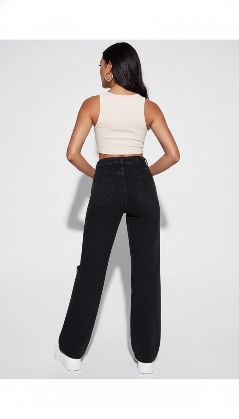 Women's Black Ripped Jeans, high Waisted Jeans for Women, Distressed Denim, Skinny Jeans Women UK.