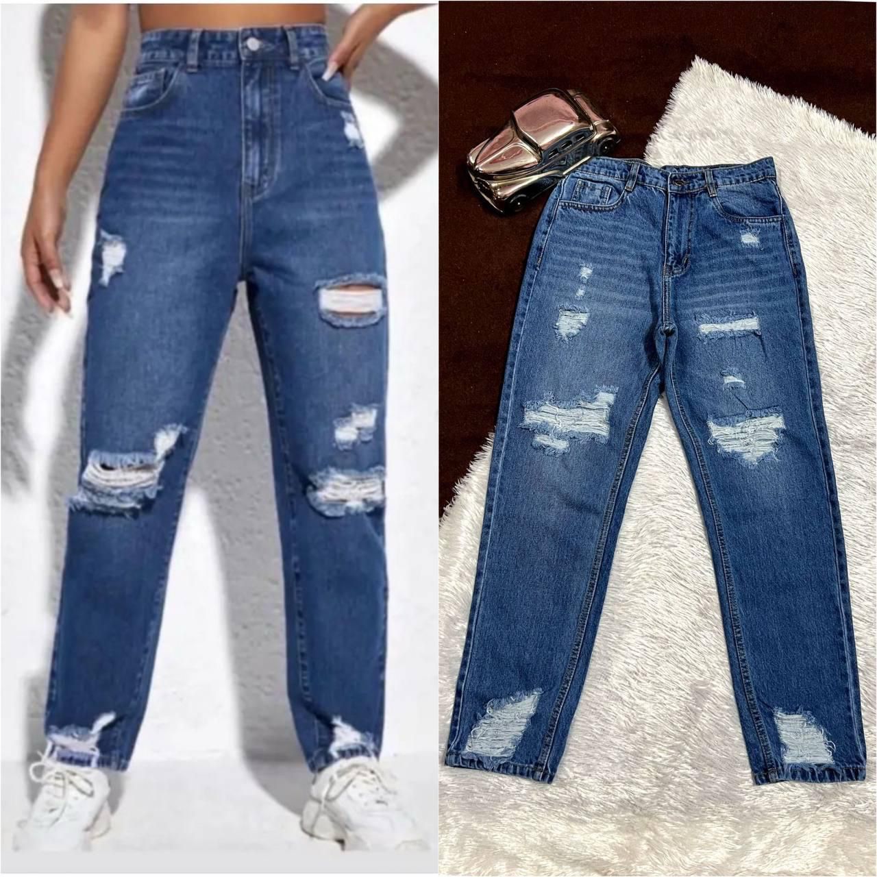 Women's Black Ripped Jeans, high Waisted Jeans for Women, Distressed Denim, Skinny Jeans Women UK.