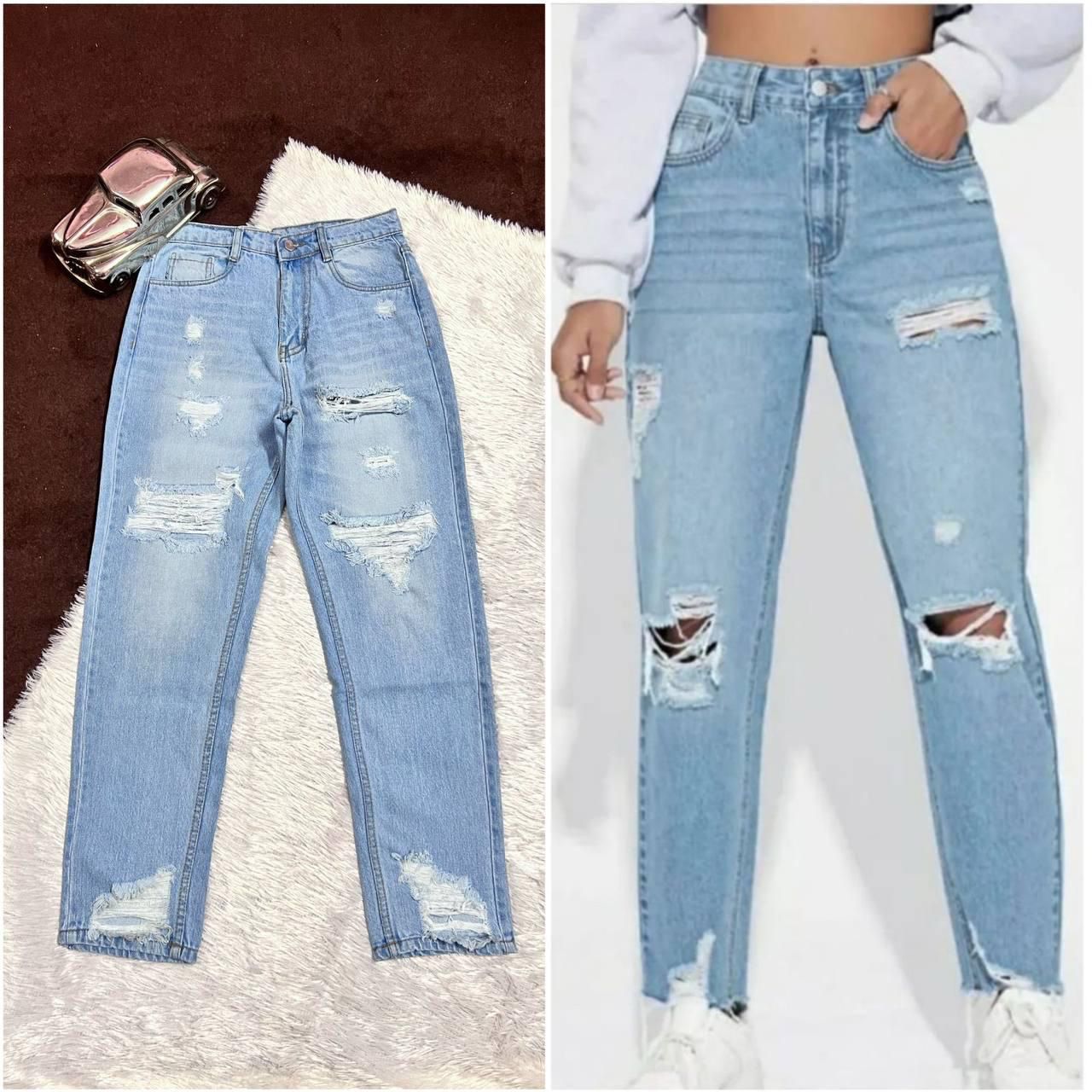 Women's Black Ripped Jeans, high Waisted Jeans for Women, Distressed Denim, Skinny Jeans Women UK.